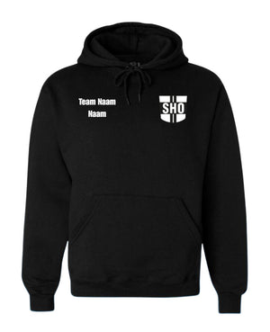 v.v. SHO Hooded Sweater Zwart (personalisatie met naam + teamnaam)